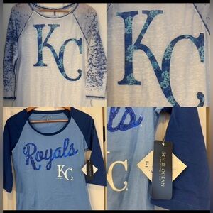 KC Royals Women’s Tee Set Small Floral KC Sequin Royals baseball Kansas City SM